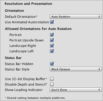 Unity - Manual: iOS build settings