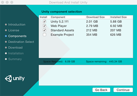 Unity Download Assistant - Leave the default selections if youre not sure which to choose
